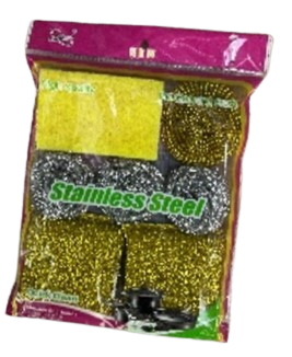 SET ESPONJA  X  7  ( 1 COCINA + 3 NIDO ACERO +2 TEFLON+ 1 BRONCE)