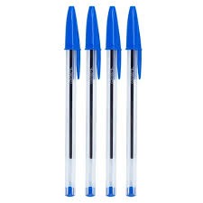 BOLIGRAFO CUERPO CRISTAL X 4 UN. - AZUL