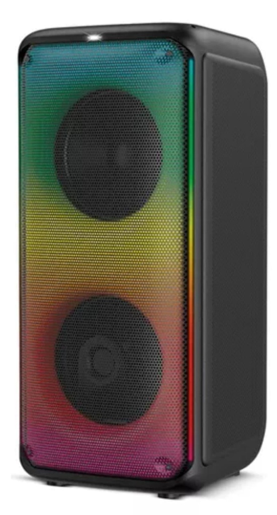 PARLANTE PORTATIL 8" + 2 MICROFONOS + CONTROL REMOTO